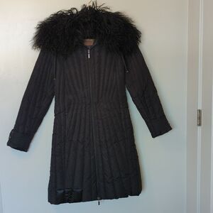 Moncler Vintage‎ Black Down Fur Long Winter Coat S